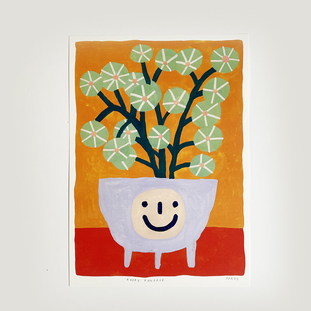 happy pancake plant art print